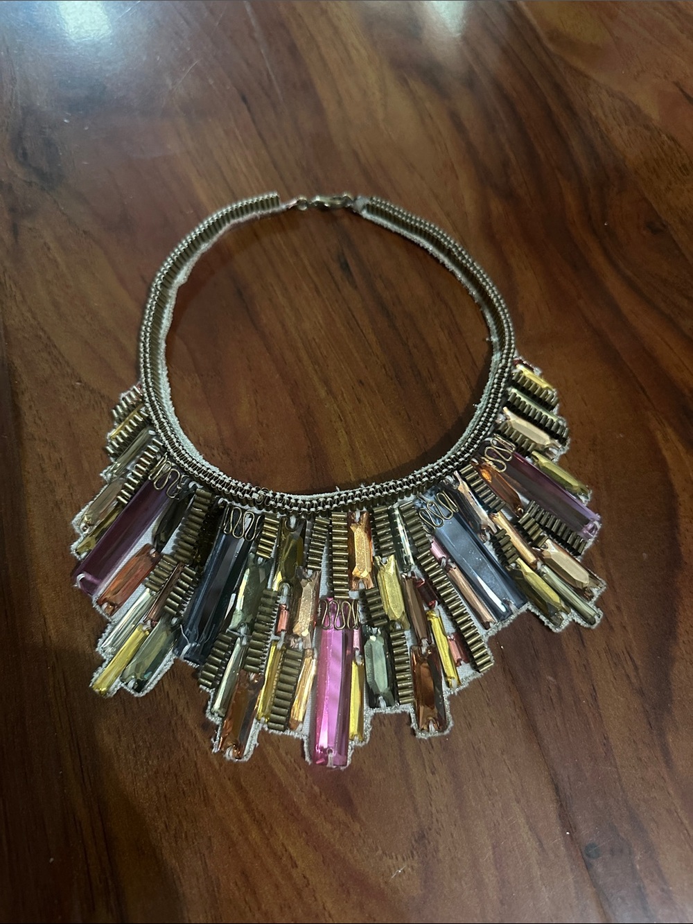 Anthropologie Multicolor Crystal Fringe Collar Necklace